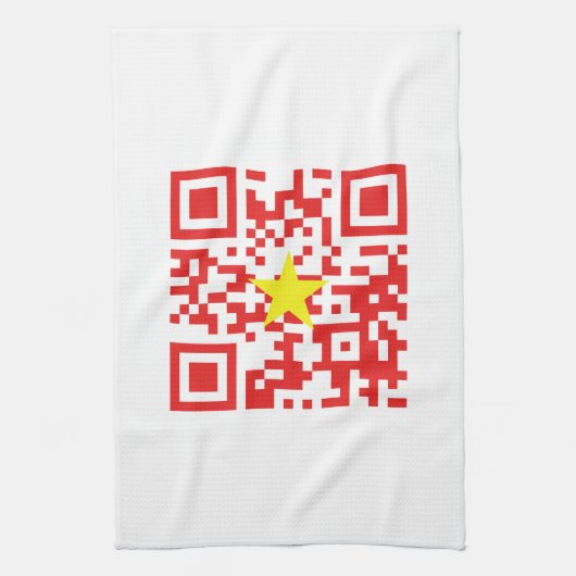 I Love Vietnam (Tôi Yêu Viboyt Nam) Flag QR Code Theedoek (Verticaal)