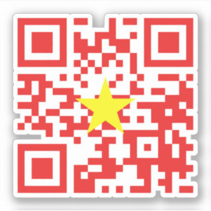 I Love Vietnam (Tôi Yêu Vimint Nam) Flag QR Code Sticker