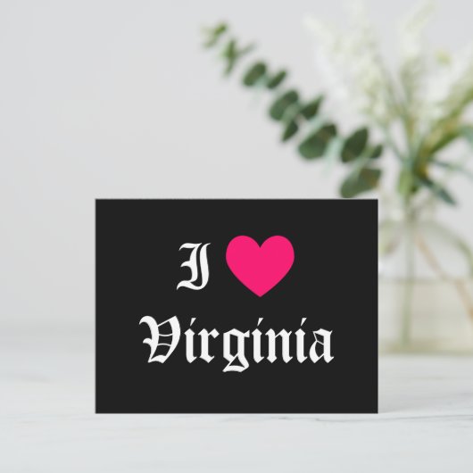 I Love Virginia Briefkaart (Staand voorkant)
