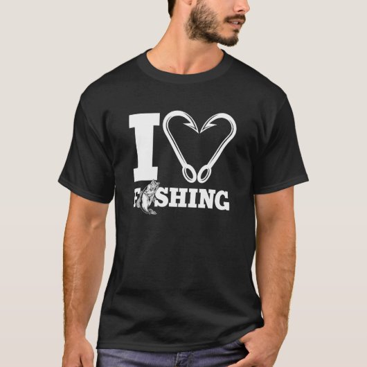 I Love Vissen Angler Heart Fisherman Hook T-shirt (Voorkant)
