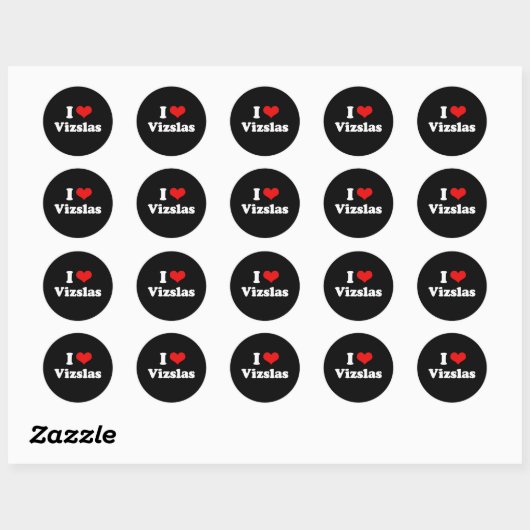 I Love Vizslas Ronde Sticker (Vel)