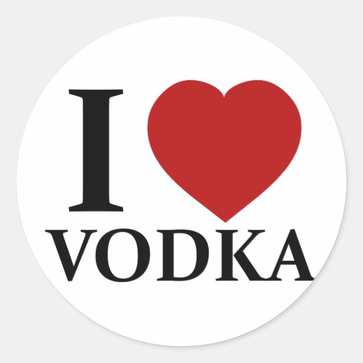 I Love Vodka Ronde Sticker (Voorkant)