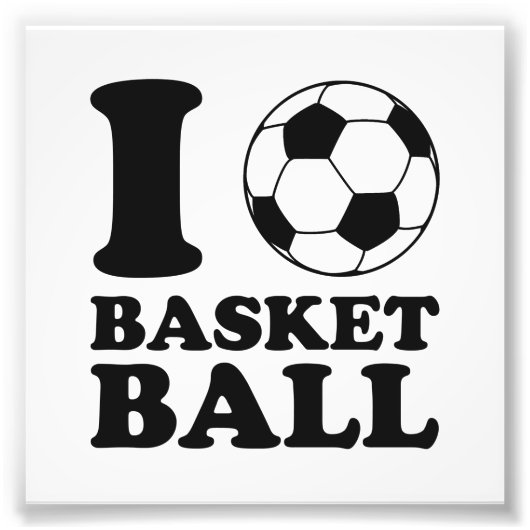 I Love Voetbal Basketball Foto Afdruk (Voorkant)