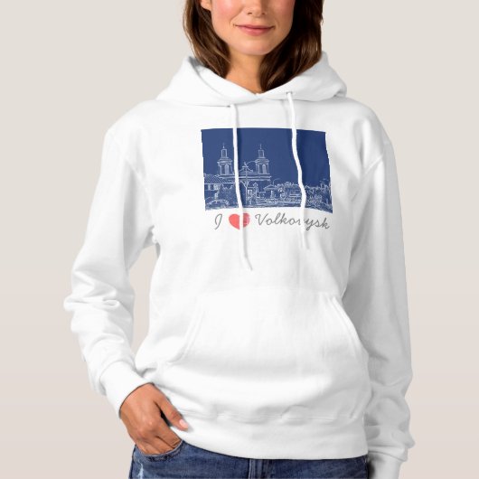 I Love Volkovysk Belarus Architecture Cathedral Hoodie (Voorkant)