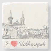 I Love Volkovysk Belarus Architecture Cathedral Stenen Onderzetter (Voorkant)