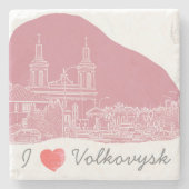 I Love Volkovysk Belarus Architecture Cathedral Stenen Onderzetter (Voorkant)