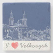 I Love Volkovysk Belarus Architecture Cathedral Stenen Onderzetter (Voorkant)