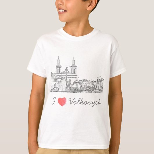 I Love Volkovysk Belarus Architecture Cathedral T-shirt (Voorkant)
