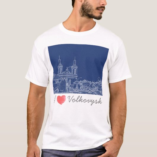 I Love Volkovysk Belarus Architecture Cathedral T-shirt (Voorkant)