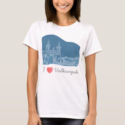 I Love Volkovysk Belarus Architecture Cathedral T-shirt (Voorkant)