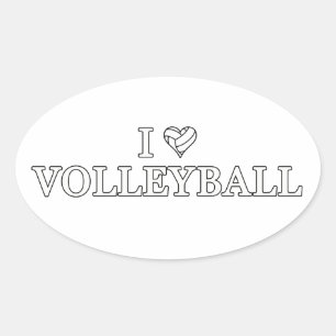 I Love Volleyball Ovale Sticker