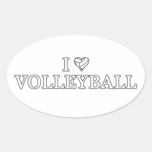 I Love Volleyball Ovale Sticker (Voorkant)