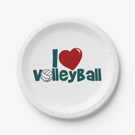 I Love Volleyball Papieren Bordje (Voorkant)