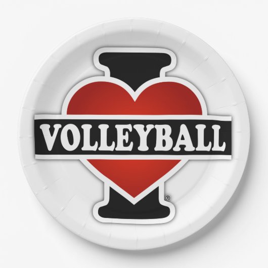 I Love Volleyball Papieren Bordje (Voorkant)