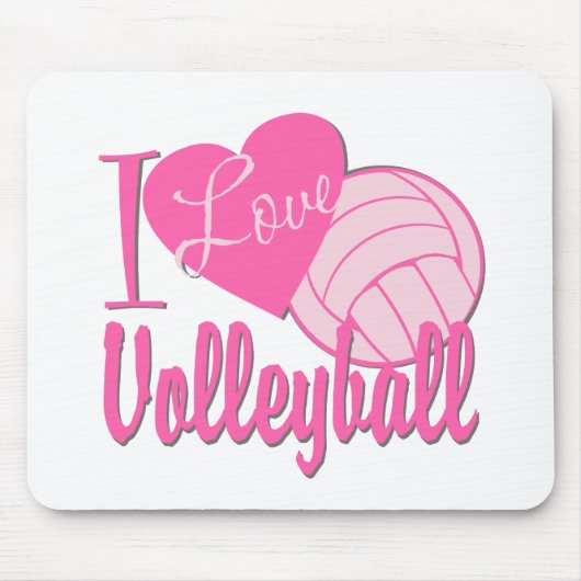 I Love Volleyball Pink Muismat (Voorkant)