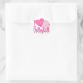 I Love Volleyball Pink Ronde Sticker (Tas)