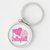 I Love Volleyball Pink Sleutelhanger (Voorkant)