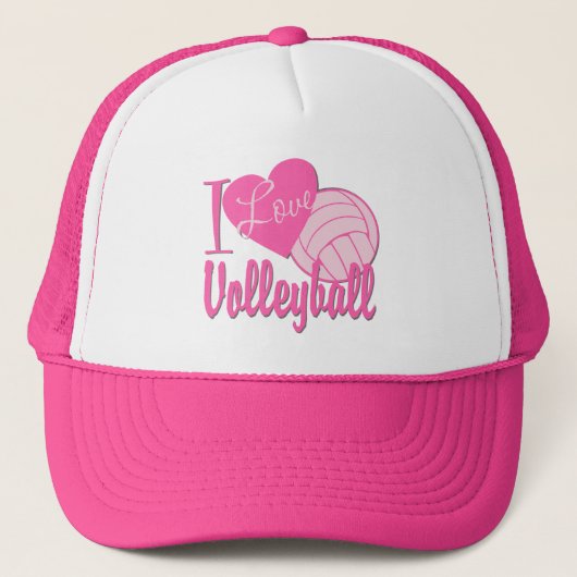 I Love Volleyball Pink Trucker Pet (Voorkant)