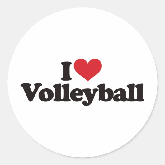 I Love Volleyball Ronde Sticker (Voorkant)