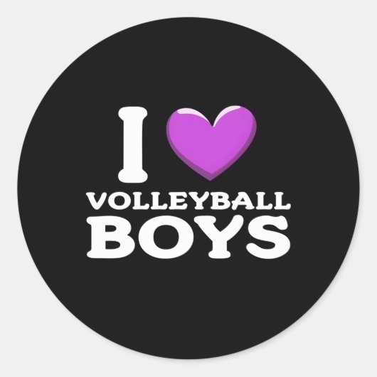 I Love Volleyball Ronde Sticker (Voorkant)