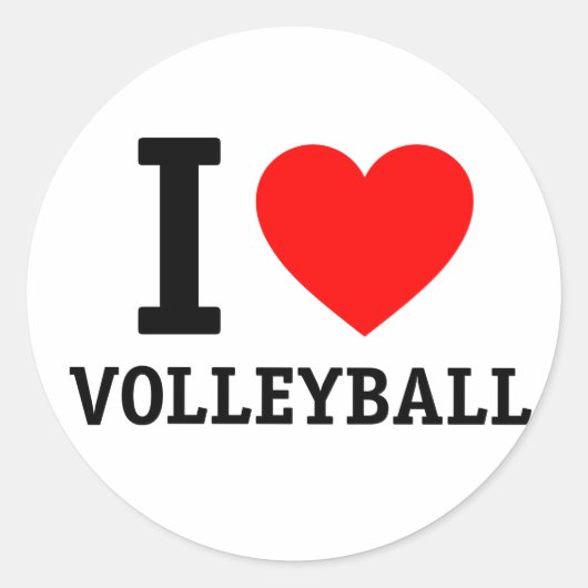I Love Volleyball Ronde Sticker (Voorkant)