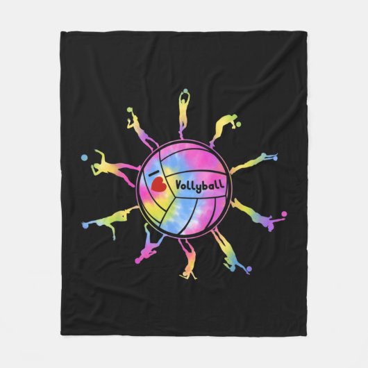 I Love Volleyball Sport Tie Dey Volleyball Fans Te Fleece Deken (Voorkant)