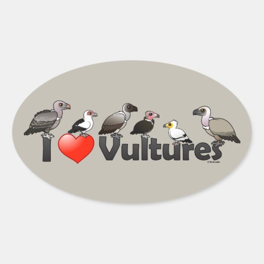 I Love Vultures (Africa) Ovale Sticker (Voorkant)