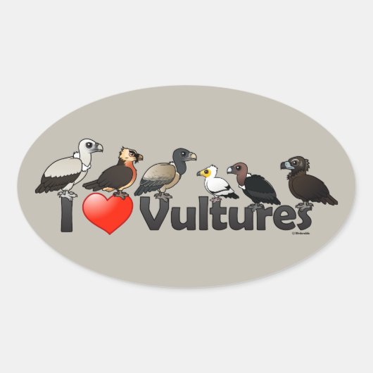 I Love Vultures (Eurasia) Ovale Sticker (Voorkant)
