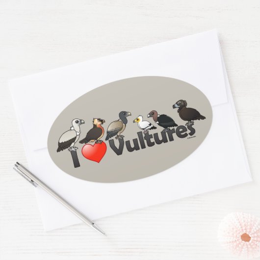 I Love Vultures (Eurasia) Ovale Sticker (Envelop)