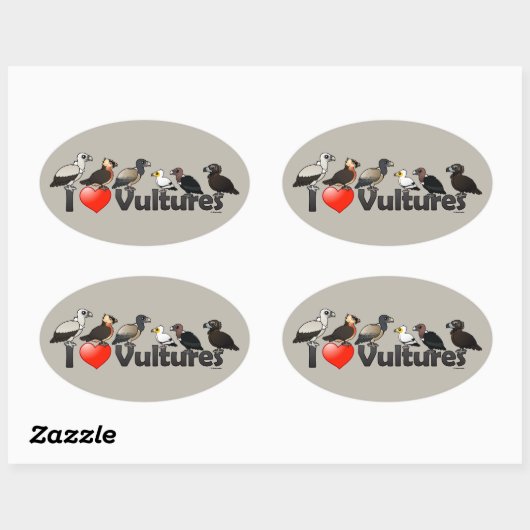 I Love Vultures (Eurasia) Ovale Sticker (Vel)