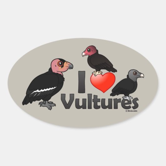 I Love Vultures (North America) Ovale Sticker (Voorkant)