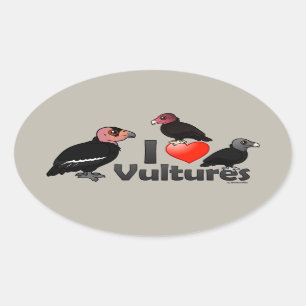 I Love Vultures (North America) Ovale Sticker