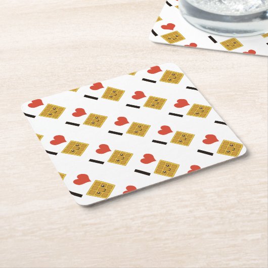 I Love Waffles Kartonnen Onderzetters (Schuin)