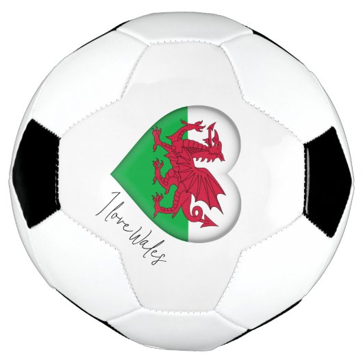 I Love Wales Flag Colors Heart Voetbal (Gedraaid)