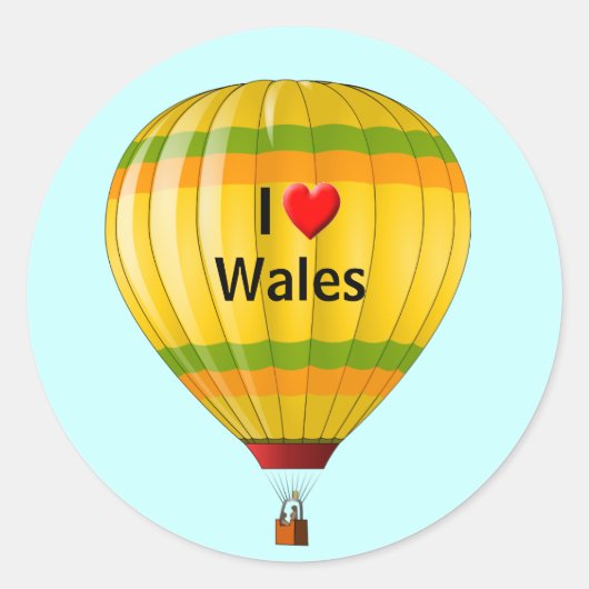 I Love Wales hot air ballon Ronde Sticker (Voorkant)