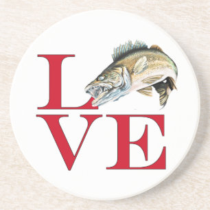 I Love Walleye Zandsteen Onderzetter