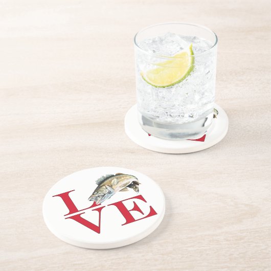 I Love Walleye Zandsteen Onderzetter (Zijkant)