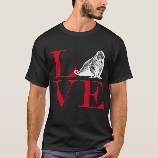 I Love Walruses - Donkerkleurig T-shirt (Voorkant)