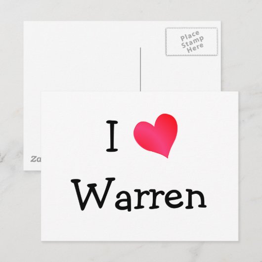 I Love Warren Briefkaart (Voorkant / Achterkant)