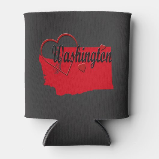 I Love Washington Hearts Map Blikjeskoeler (Voorkant)