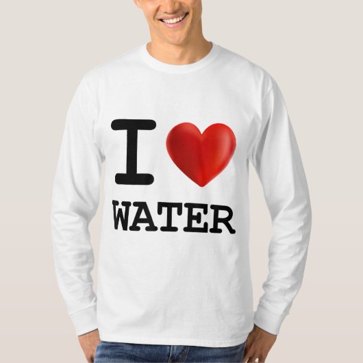 I Love WATER Drink Beverage Heart T-shirt (Voorkant)