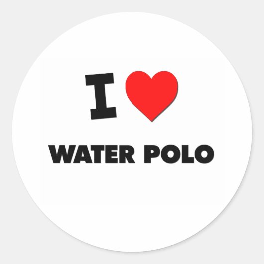 I Love Water Polo Ronde Sticker (Voorkant)