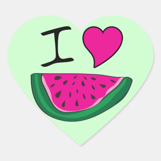 I Love Watermelon Hart Sticker (Voorkant)