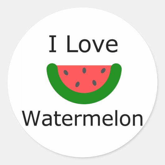 I Love Watermelon Ronde Sticker (Voorkant)