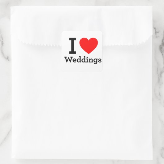 I Love Weddings Vierkante Sticker (Tas)