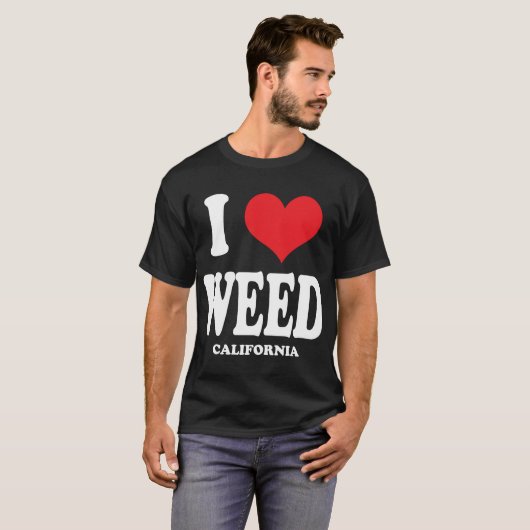 I Love Weed CA T-shirt (Voorkant volledig)