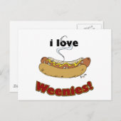 I Love Weenies ~ Hot Dogs Briefkaart (Voorkant / Achterkant)