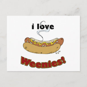 I Love Weenies ~ Hot Dogs Briefkaart