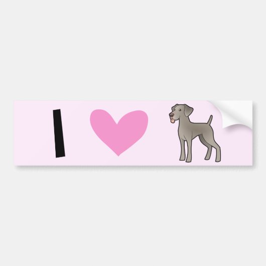 I Love Weimaraners Bumpersticker (Voorkant)