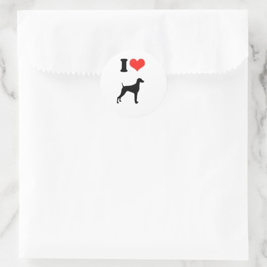 I Love Weimaraners Ronde Sticker (Tas)